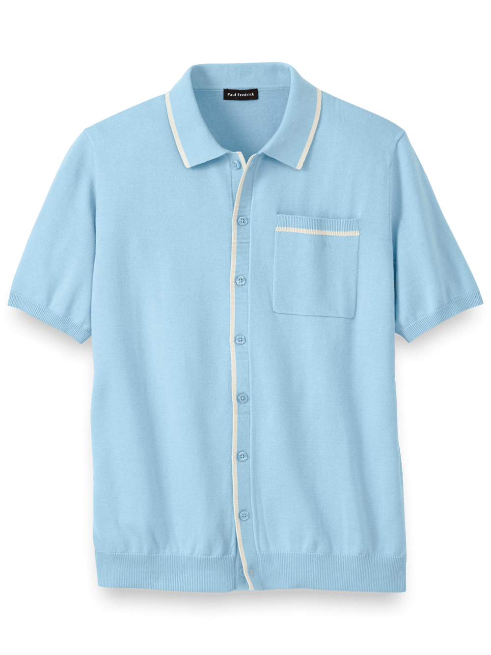 Product Image of Cotton Button Front Polo-Sky Blue