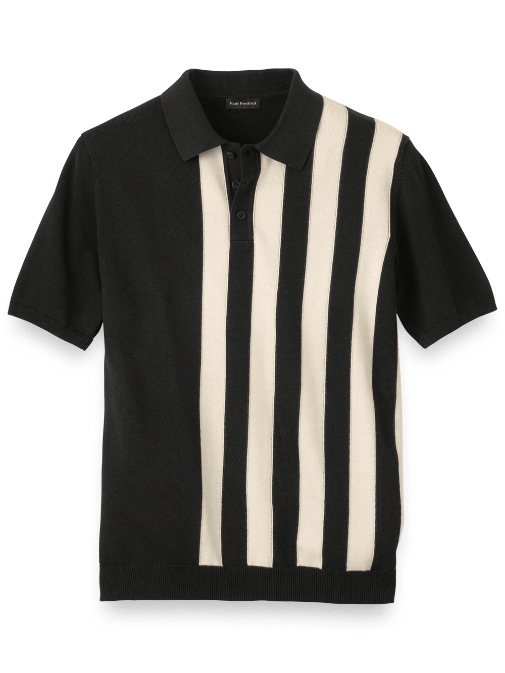 Product Image of Cotton Three Button Polo-Black