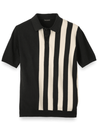 Cotton Three Button Polo - Black