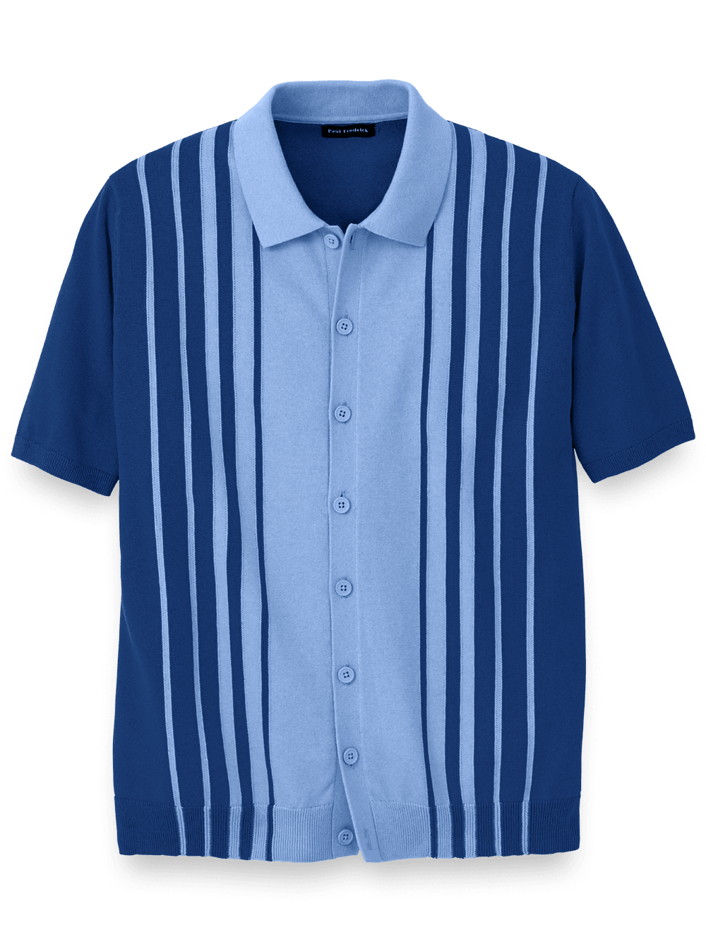 Product Image of Cotton Button Front Polo-Blue