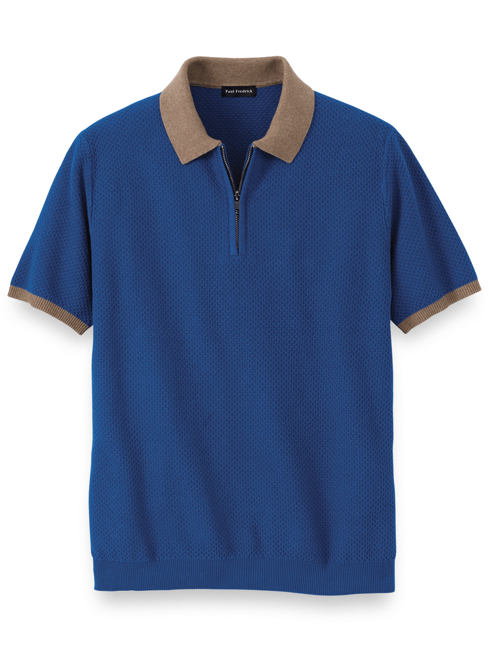 Product Image of Cotton Quarter Zip Polo-Blue