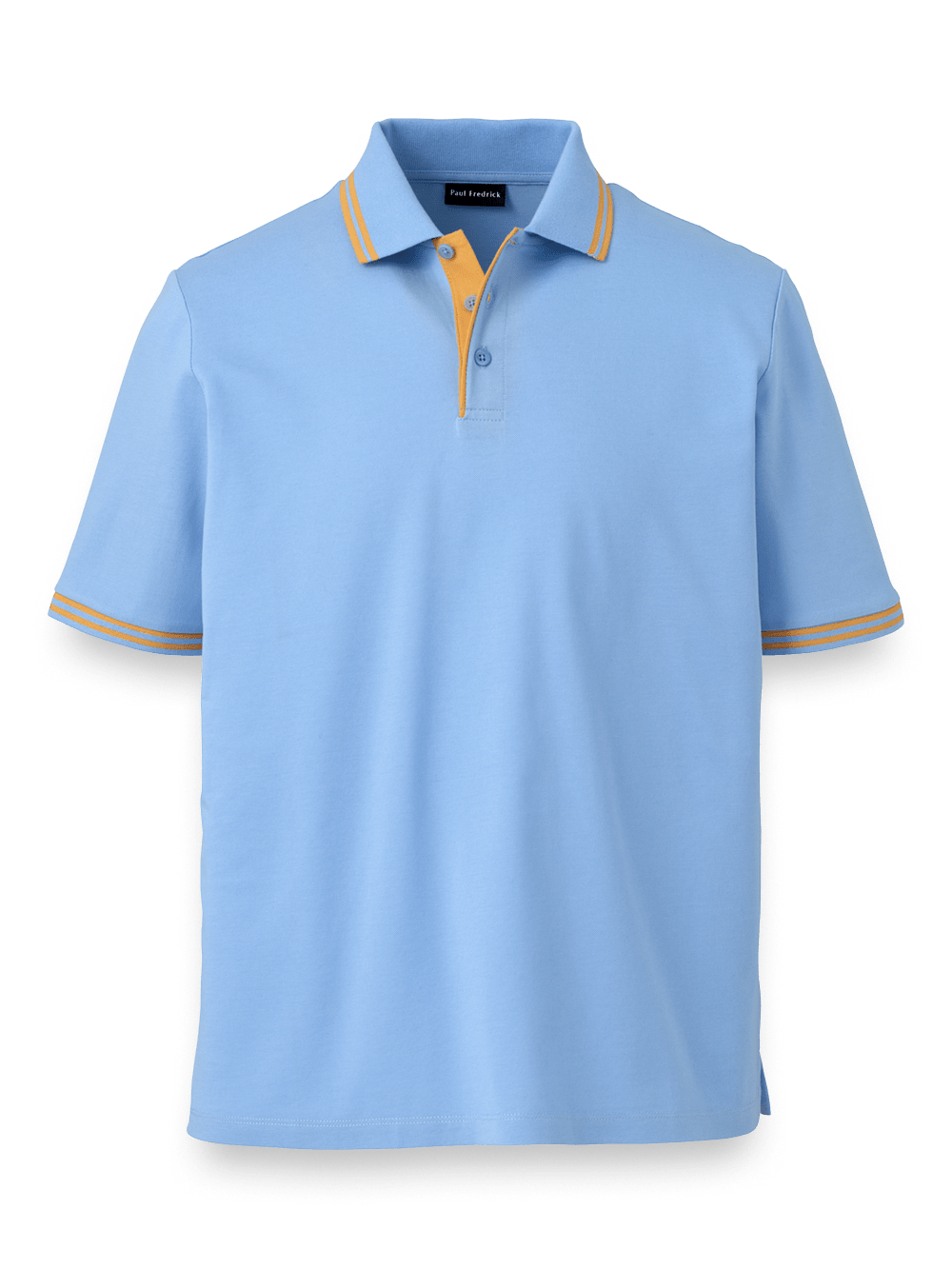 Product Image of Mercerized Cotton Pique Three Button Polo-Light Blue