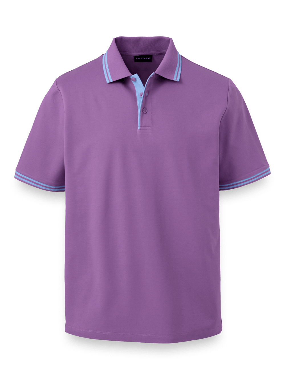 Product Image of Mercerized Cotton Pique Three Button Polo-Berry