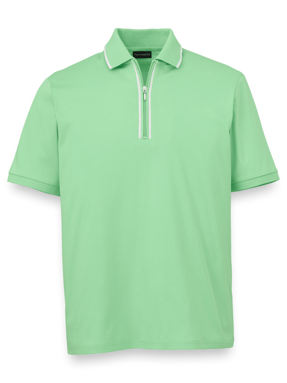 Product Image of Mercerized Cotton Quarter Zip Polo-Light Green