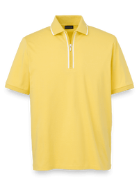 Mercerized Cotton Quarter Zip Polo - Yellow