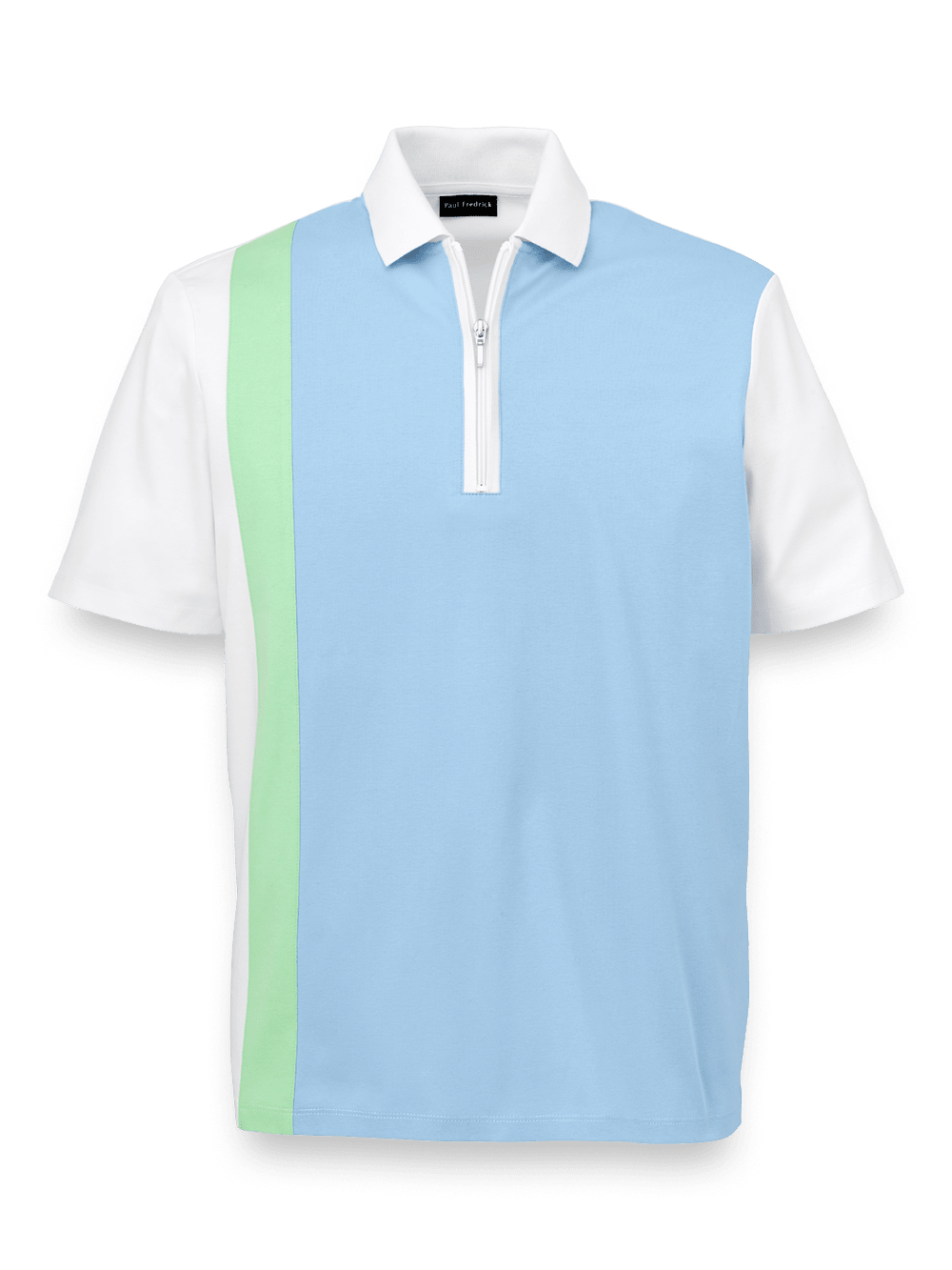 Product Image of Mercerized Cotton Quarter Zip Polo-Ice Blue