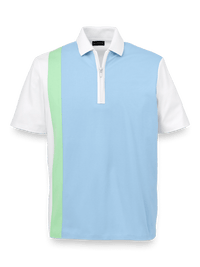 Mercerized Cotton Quarter Zip Polo - Ice Blue
