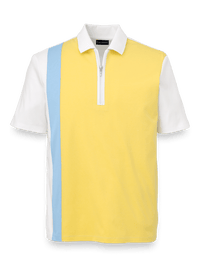 Mercerized Cotton Quarter Zip Polo - Yellow