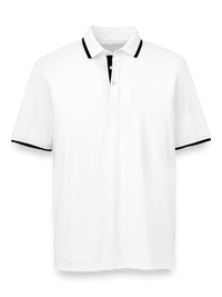 Performance Blend Three Button Polo - White/black