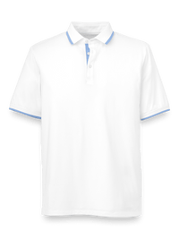 Performance Blend Three Button Polo - White/blue
