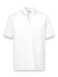 Performance Blend Three Button Polo - White/green