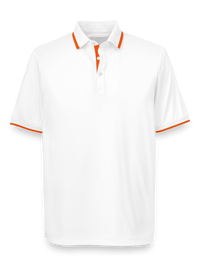 Performance Blend Three Button Polo - White/coral