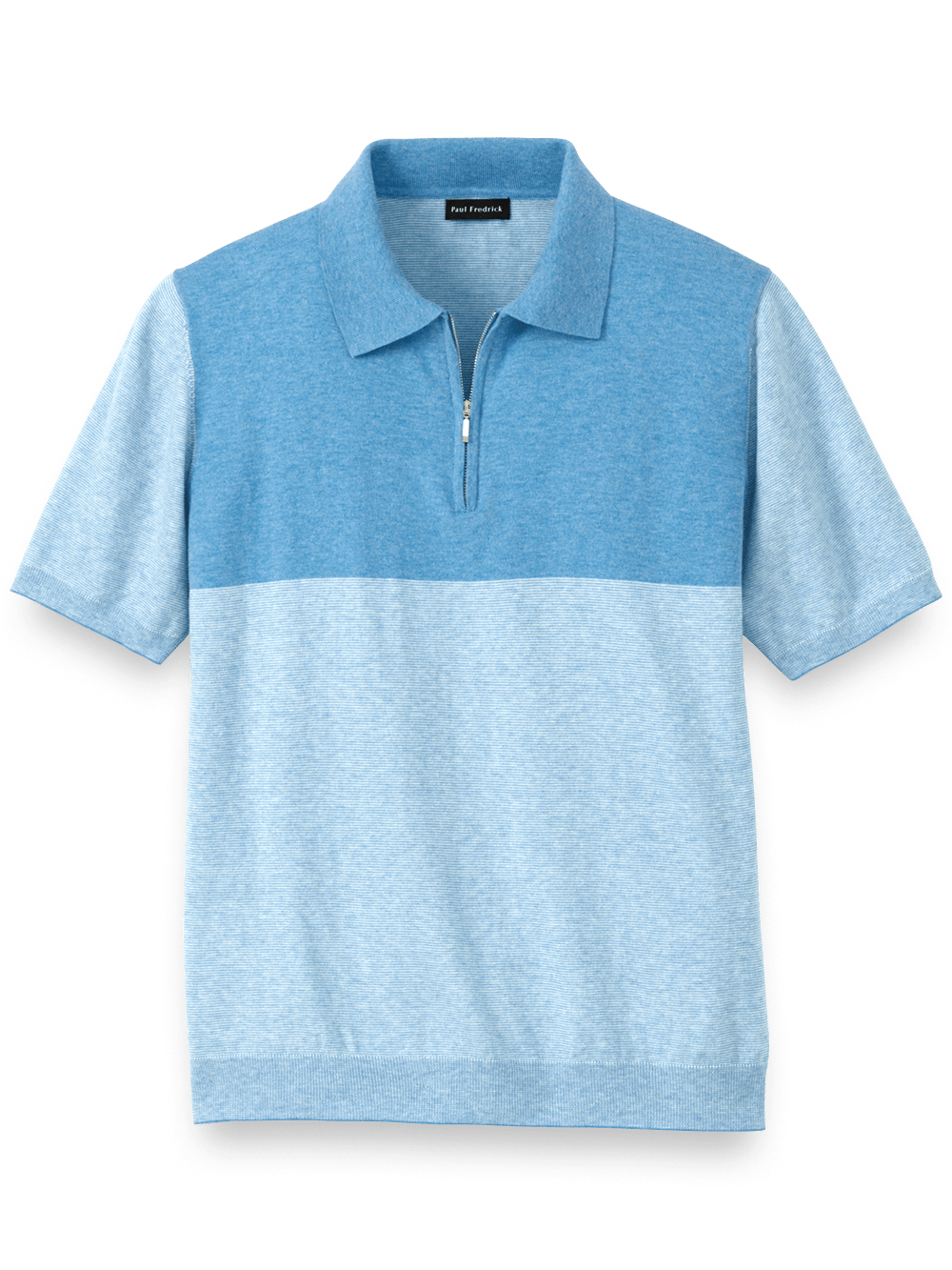 Product Image of Cotton Blend Quarter Zip Polo-Blue