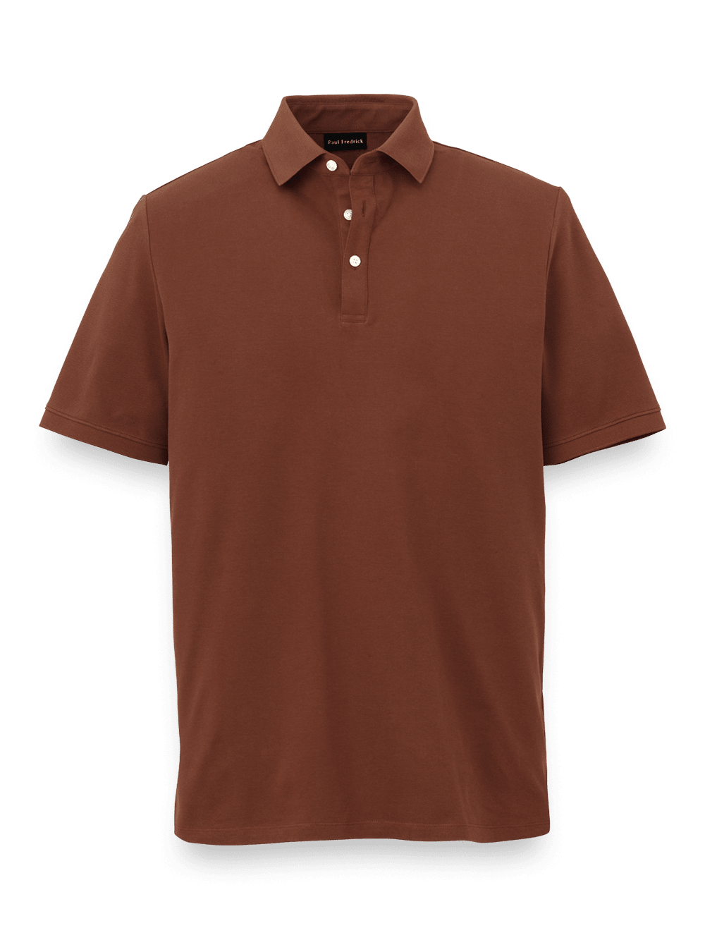 Product Image of Cotton Blend Three Button Polo-Brown