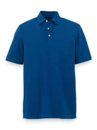 Cotton Blend Three Button Polo - Navy