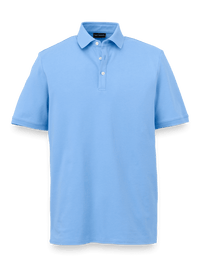 Cotton Blend Three Button Polo - Blue