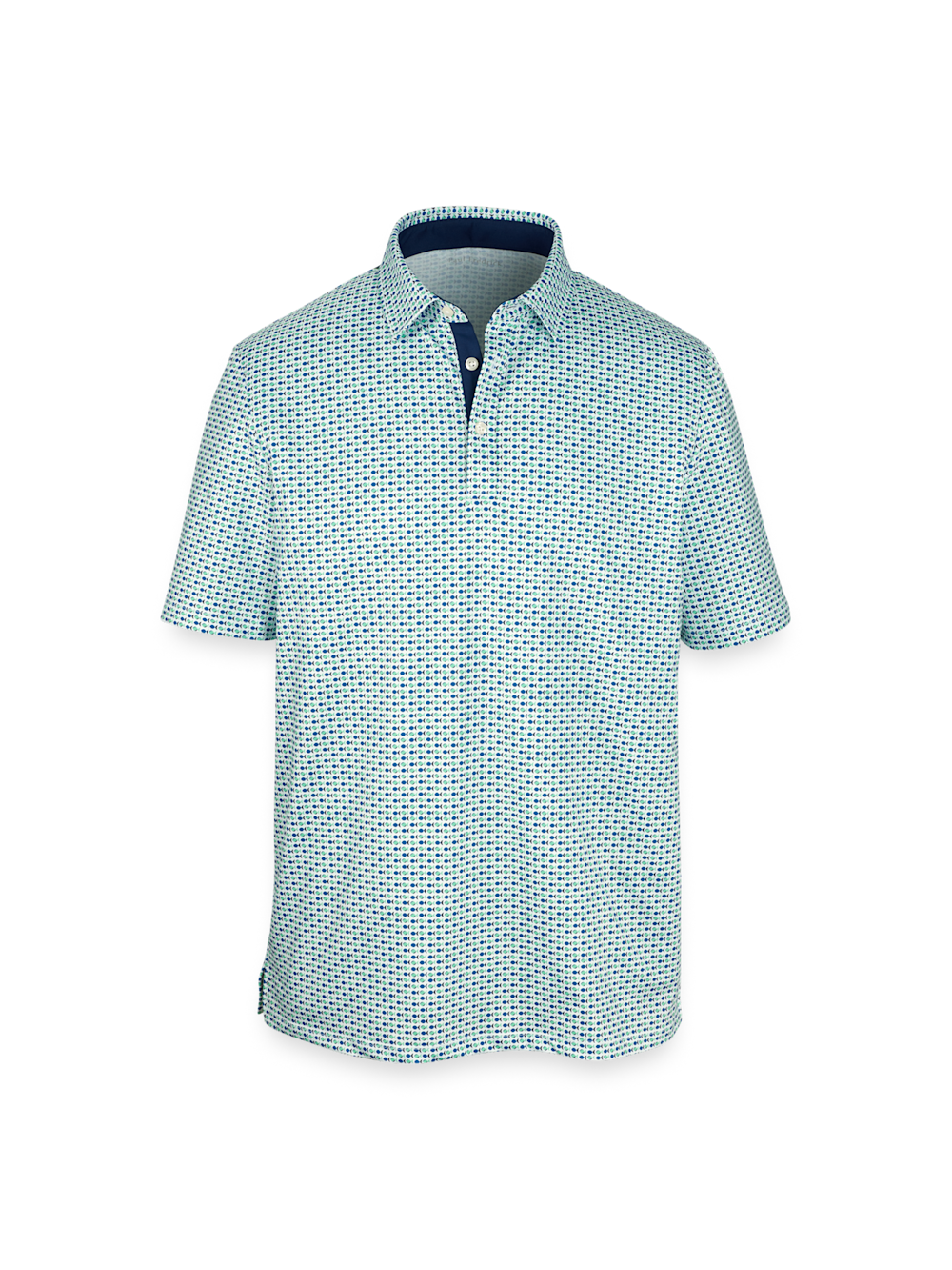 Product Image of Performance Blend Three Button Polo-Navy/Green
