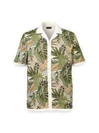 Linen Blend Button Front Camp Collar - Multi