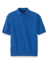 Supima Cotton Three Button Polo - Navy