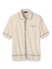 Cotton Button Front Polo - Ivory