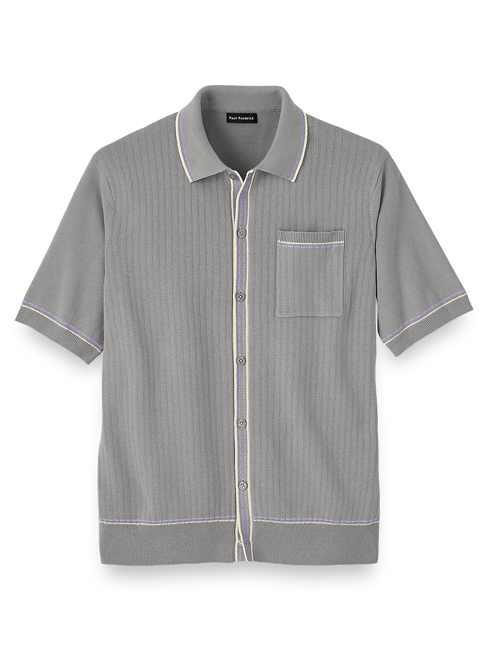 Product Image of Cotton Button Front Polo-Grey