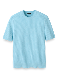 Cotton Cable Crew Neck Sweater - Sky Blue