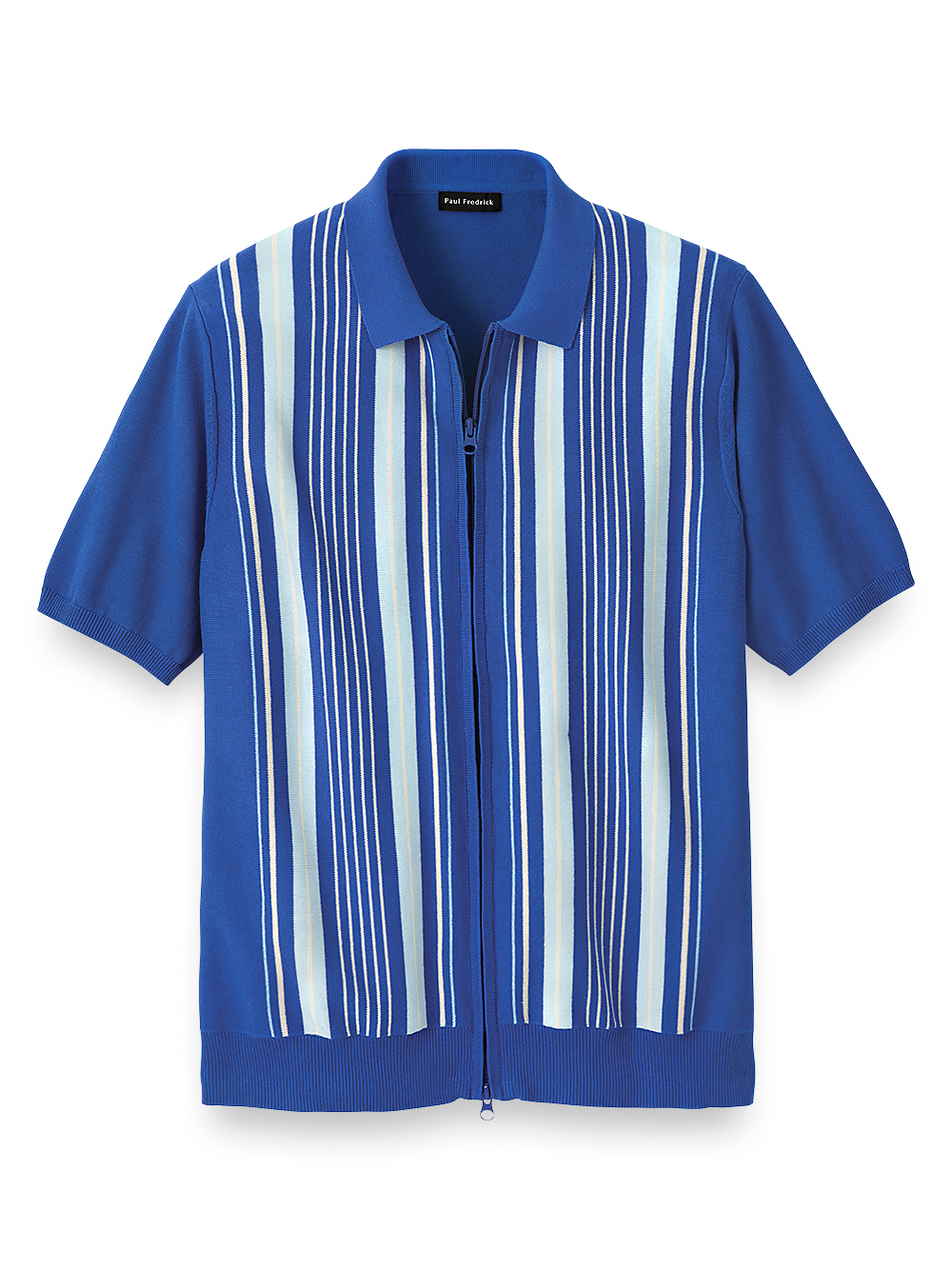 Product Image of Cotton Full Zip Polo-Cobalt