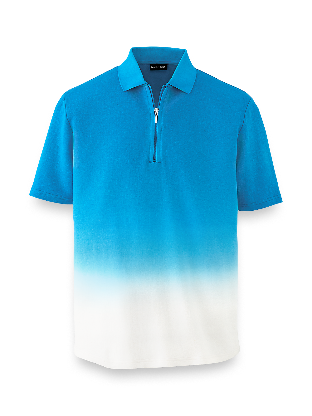 Product Image of Linen Blend Zip Polo-Cobalt