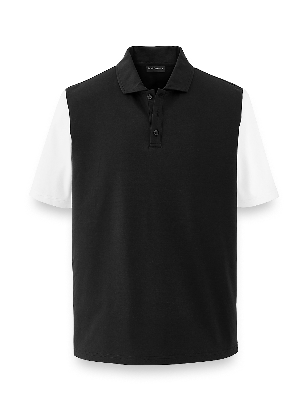 Product Image of Mercerized Cotton Three Button Polo-Black