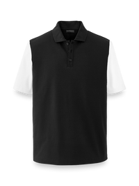 Mercerized Cotton Three Button Polo - Black