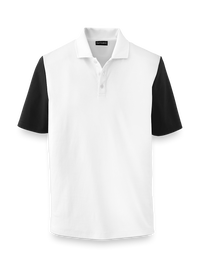Mercerized Cotton Three Button Polo - White