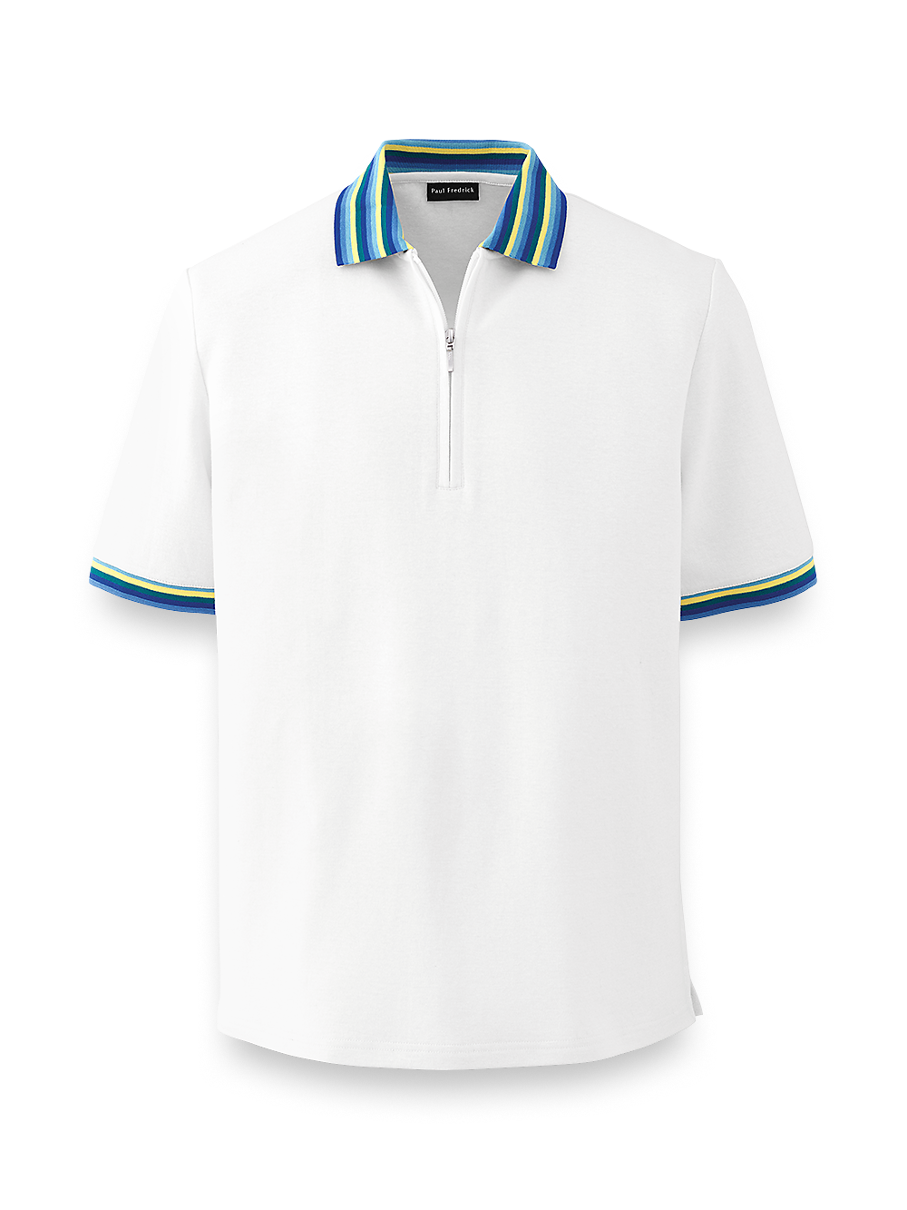 Product Image of Linen Blend Zip Polo-White
