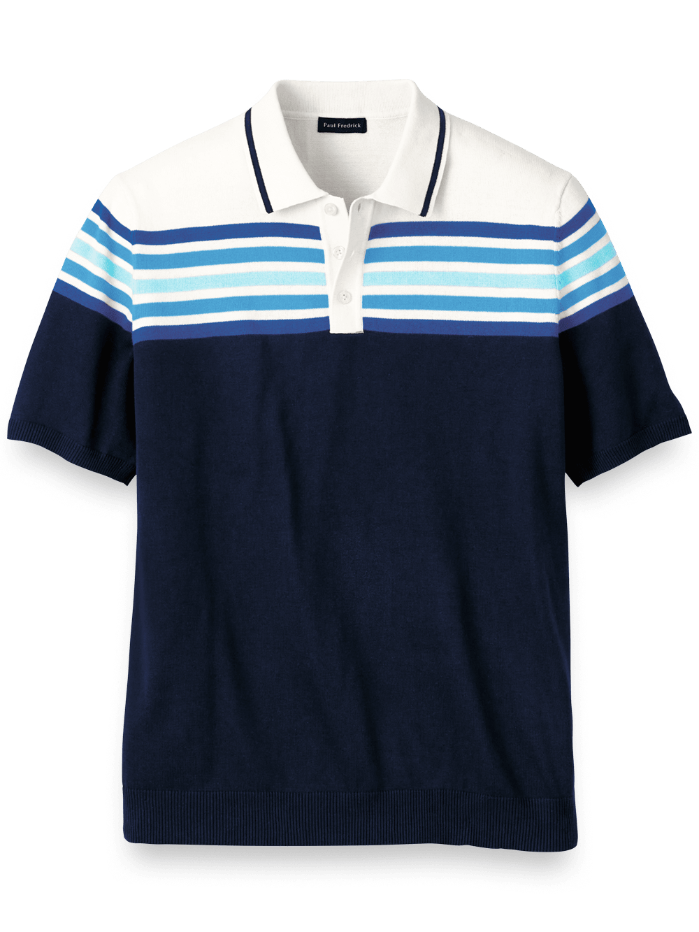 Product Image of Cotton Three Button Polo-Navy