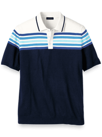 Cotton Three Button Polo - Navy