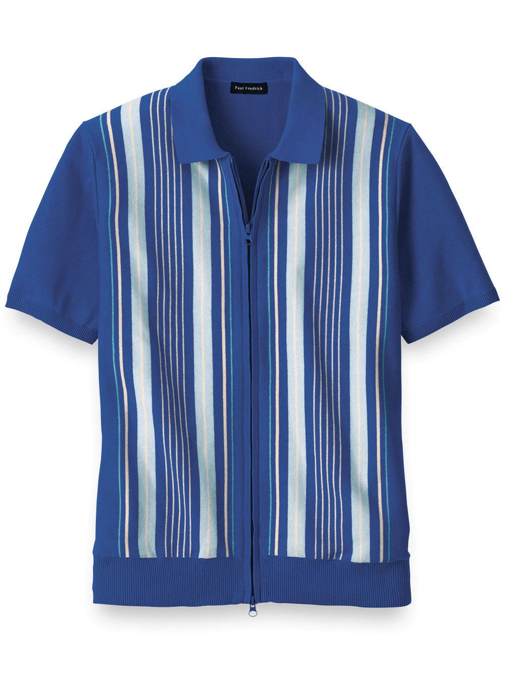 Product Image of Cotton Full Zip Polo-Cobalt