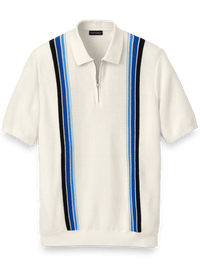 Cotton Quarter Zip Polo - Ivory