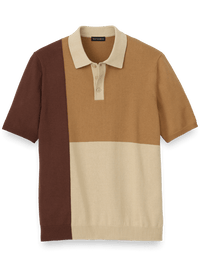Cotton Three Button Polo - Brown