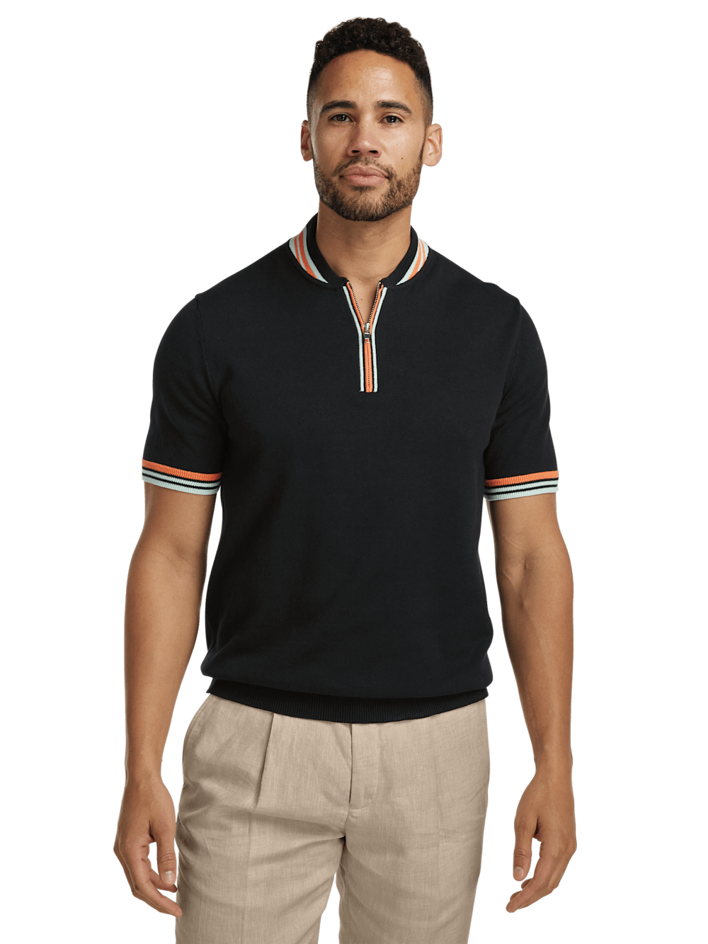 Alternate Image of Cotton Quarter Zip Crew Neck Sweater-1