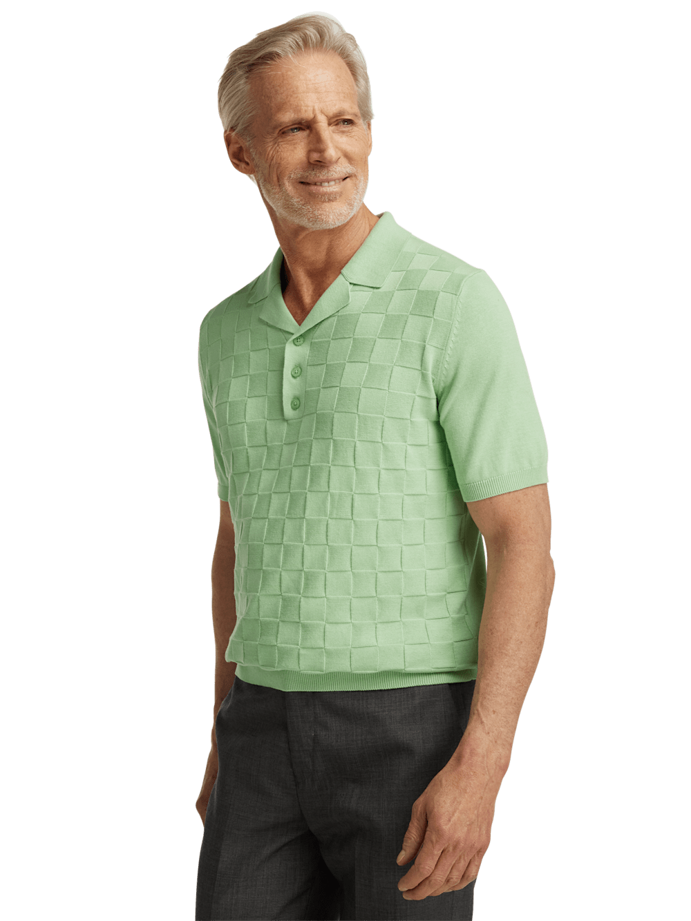 Alternate Image of Cotton Three Button Camp Collar Sweater-1