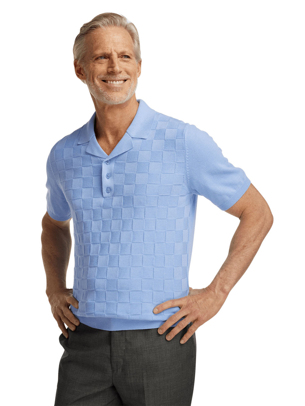 Alternate Image of Cotton Three Button Camp Collar Sweater-1