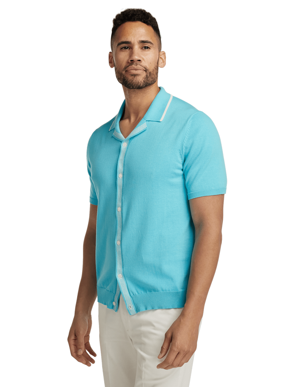 Alternate Image of Cotton Button Front Camp Collar Sweater-1