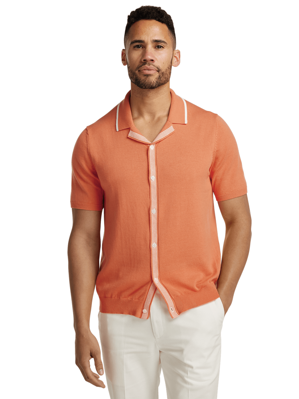 Alternate Image of Cotton Button Front Camp Collar Sweater-1