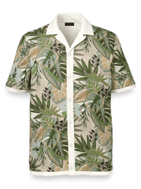 Linen Blend Button Front Camp Collar - Multi