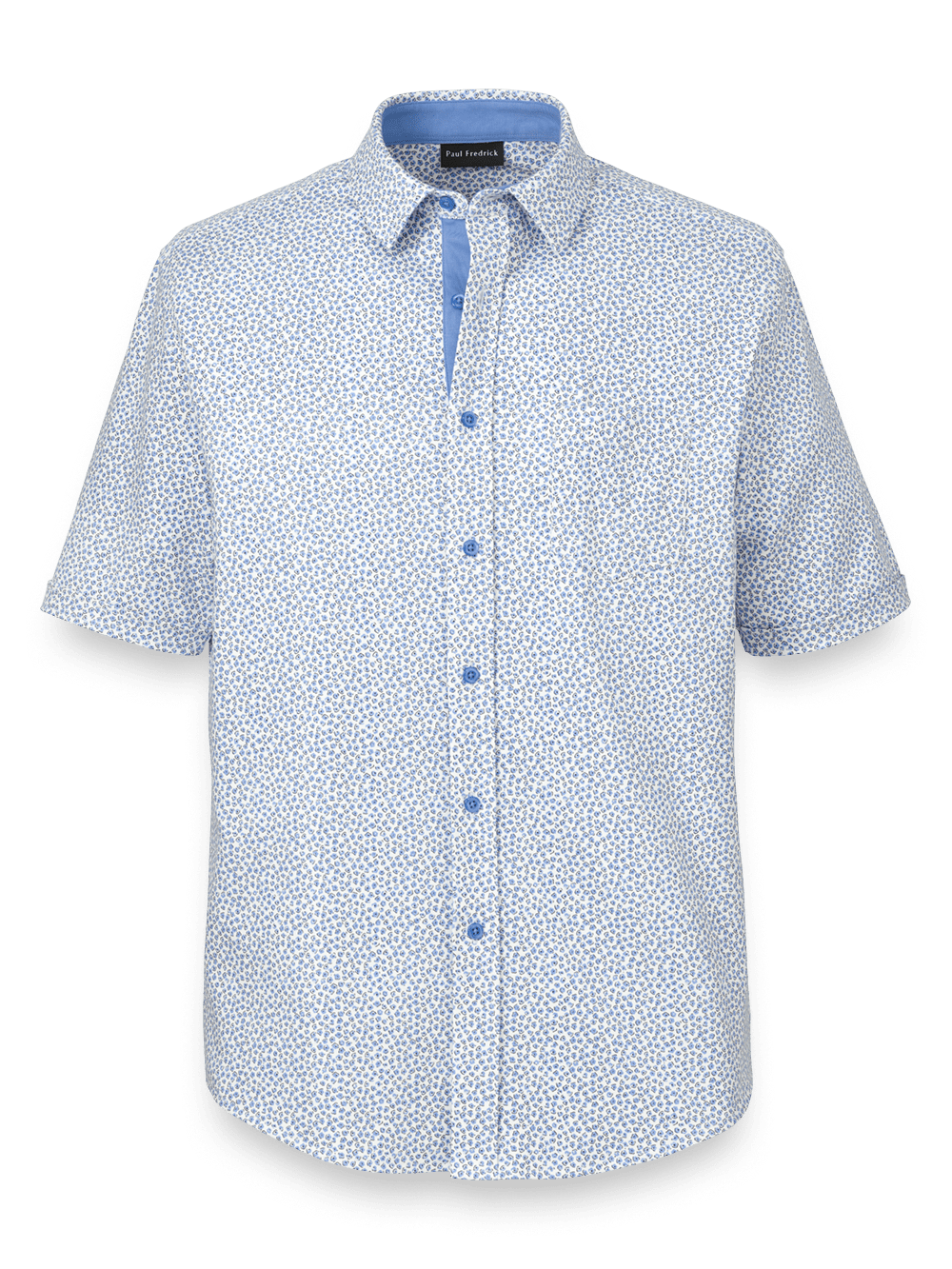 Product Image of Cotton Button Front Polo-Light Blue/White