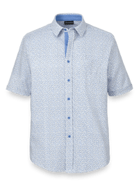 Cotton Button Front Polo - Light Blue/white