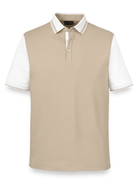 Cotton Three Button Polo - Tan