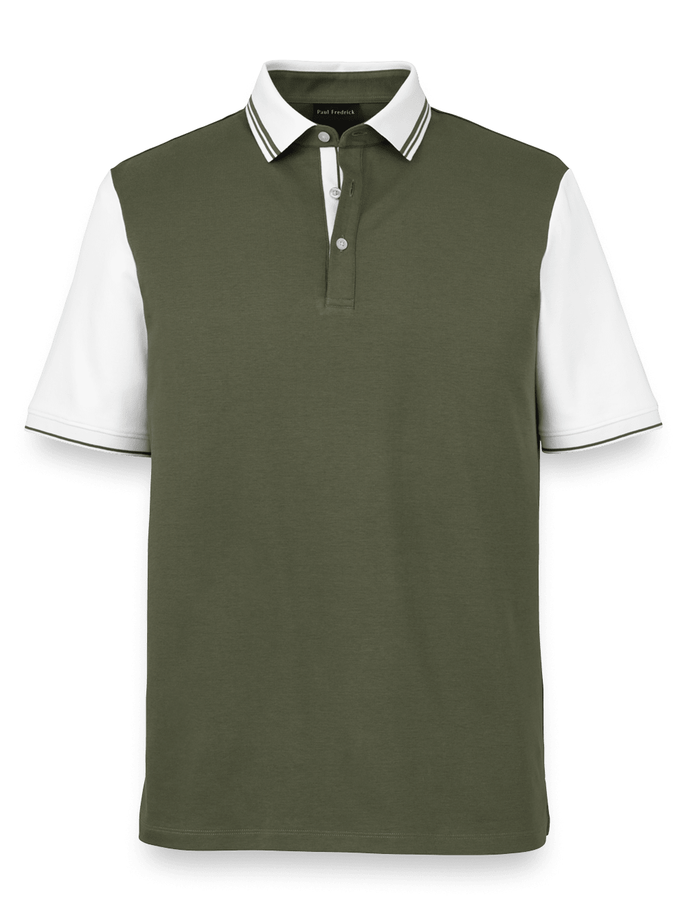 Product Image of Cotton Three Button Polo-Olive