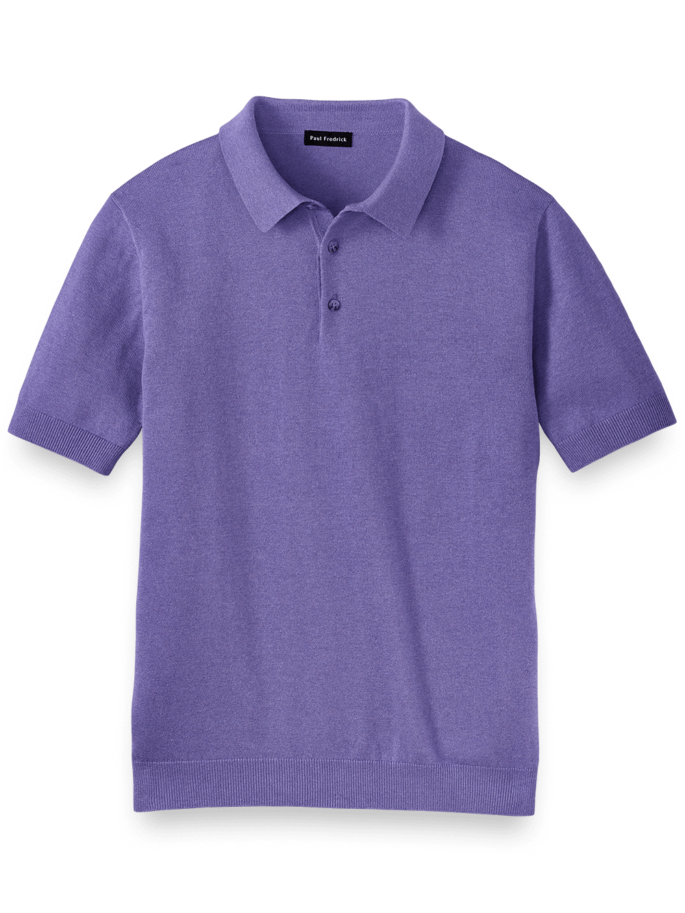 Product Image of Silk Cotton And Cashmere Three Button Polo-Purple