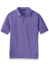 Silk Cotton and Cashmere Three Button Polo - Purple