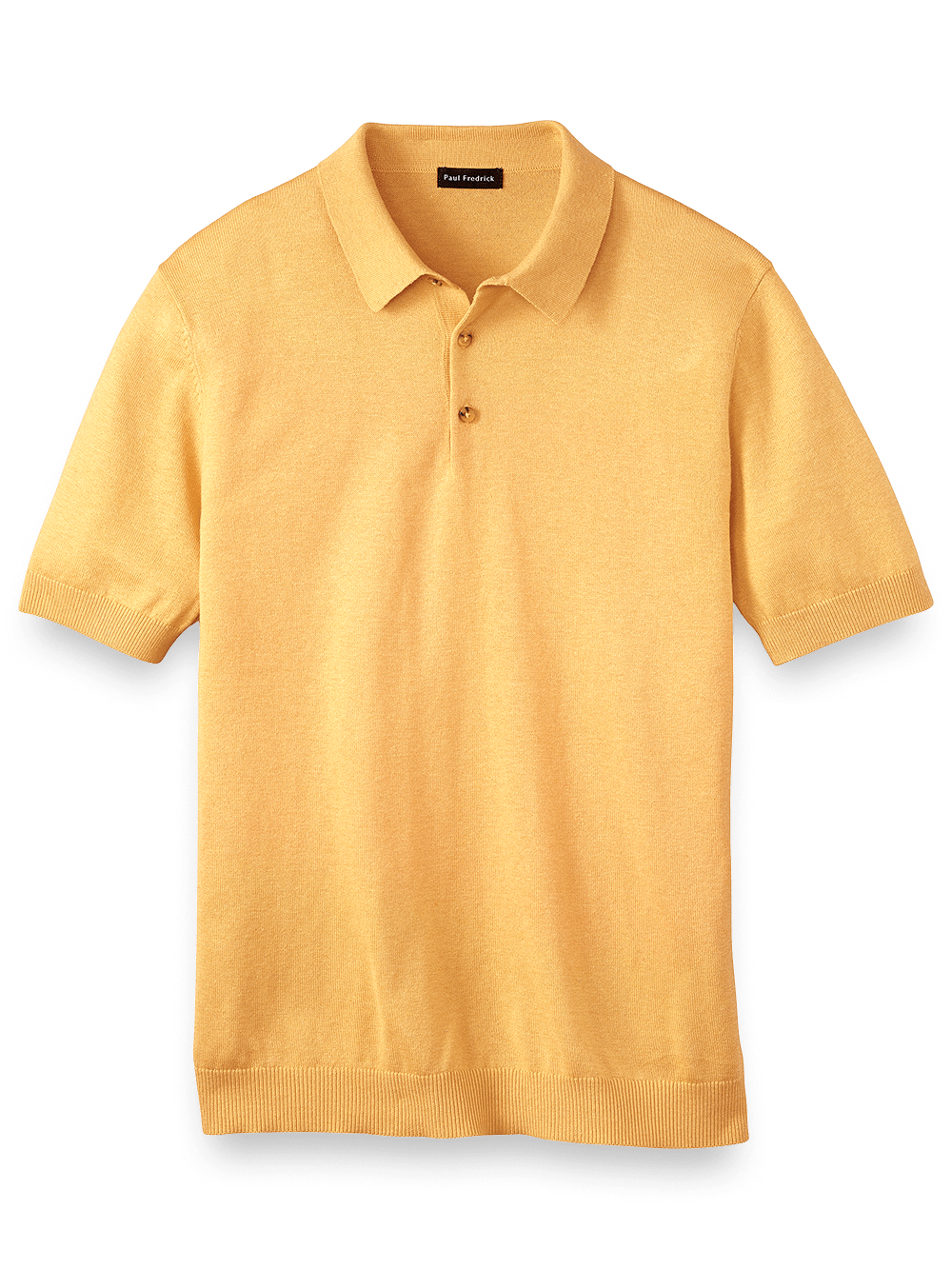 Product Image of Silk Cotton And Cashmere Three Button Polo-Yellow